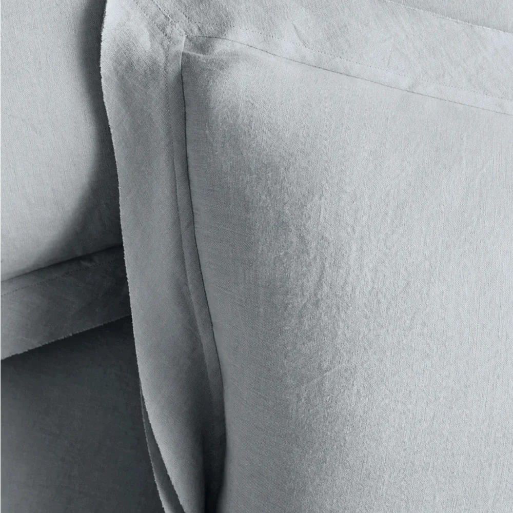 Quince European Linen Double Flange Duvet Cover Set Mist King Cal King